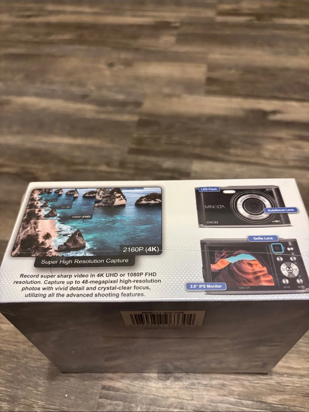 Minolta MND23 Digital Camera — Black, 48MP with 4K Video